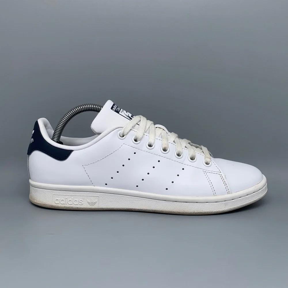Adidas Stan Smith White Navy Leather Tennis Shoes M20325‎ Men’s Sz 8